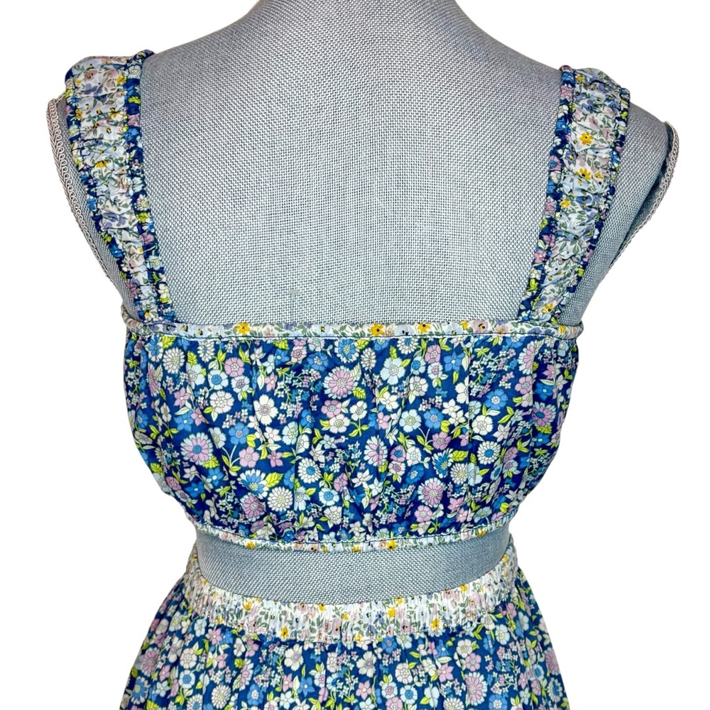 American Eagle Floral Crop Top Blue Cottagecore Small - Picture 4 of 12